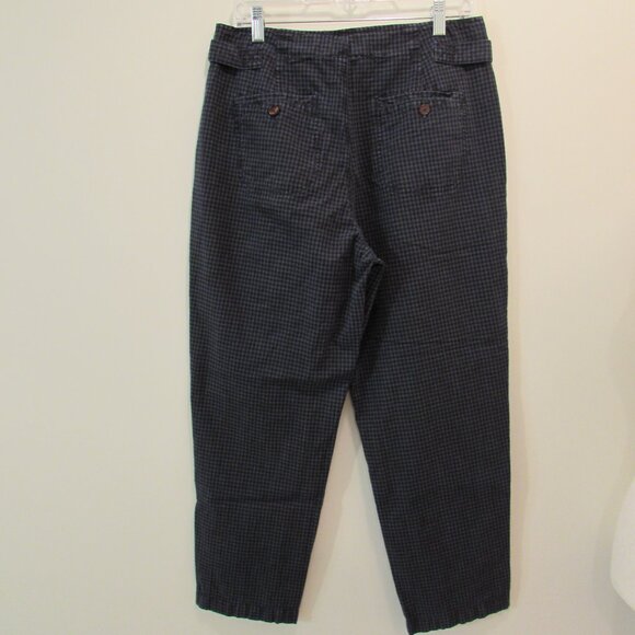 Sundance 'Vie De Reve' Cotton/Linen Navy Check High Rise Paperbag Ankle Pants 8 - Picture 9 of 16